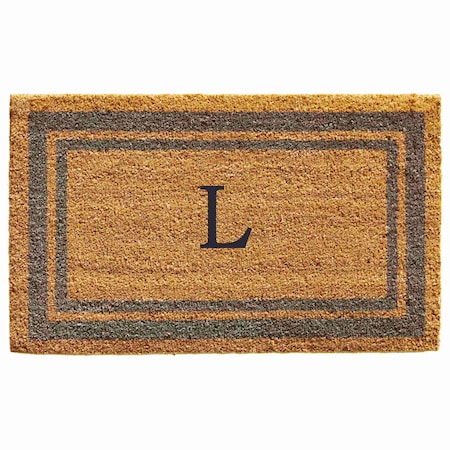 Monogram Door Mat, Natural, Periwinkle, 24 in W x 36 in L